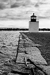 Derby Wharf Light in Salem, Massachusetts -BW